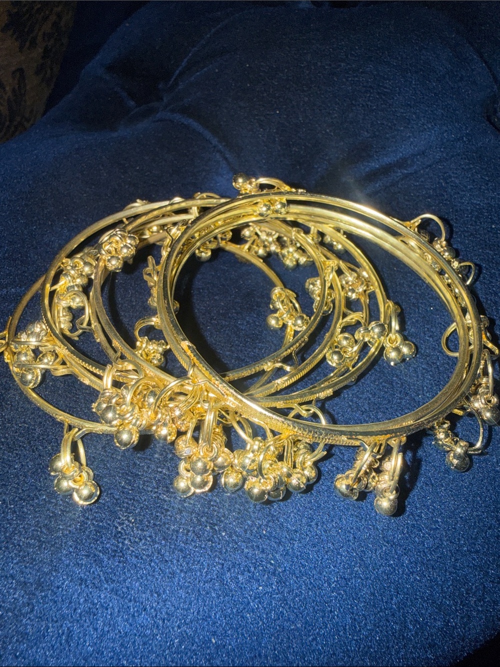 Gold Tone Dangle Bangle Bracelet Set - Women's Jewelry